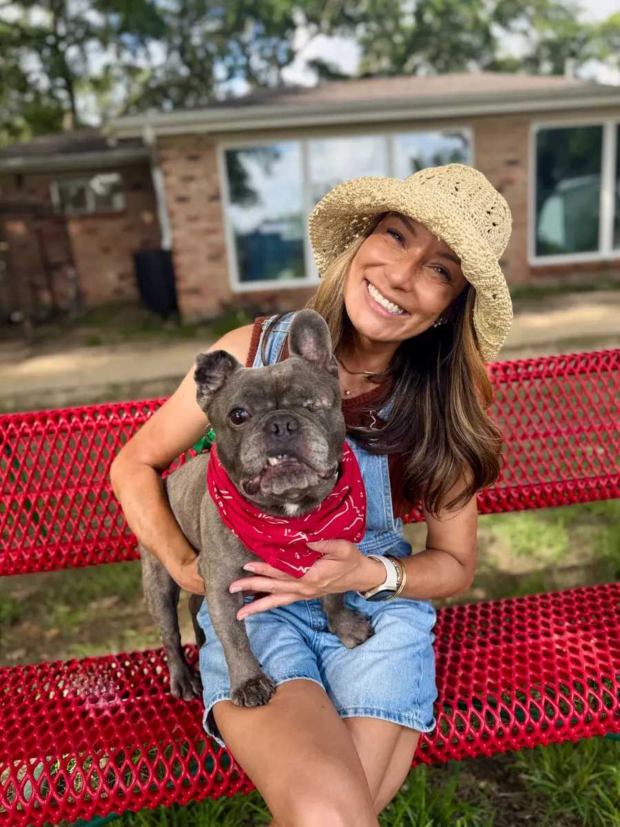 Sara Costilla with a rescue dog